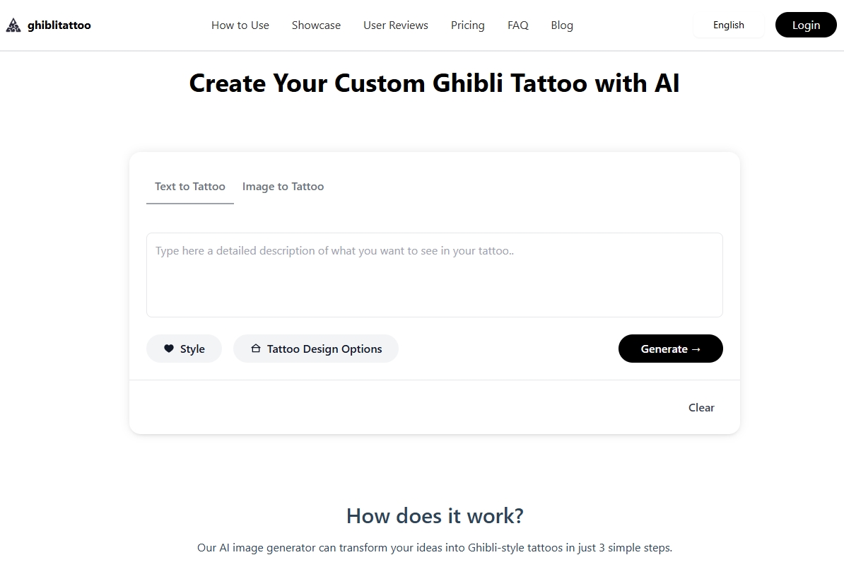 吉卜力纹身生成器:AI驱动的吉卜力工作室风格纹身设计