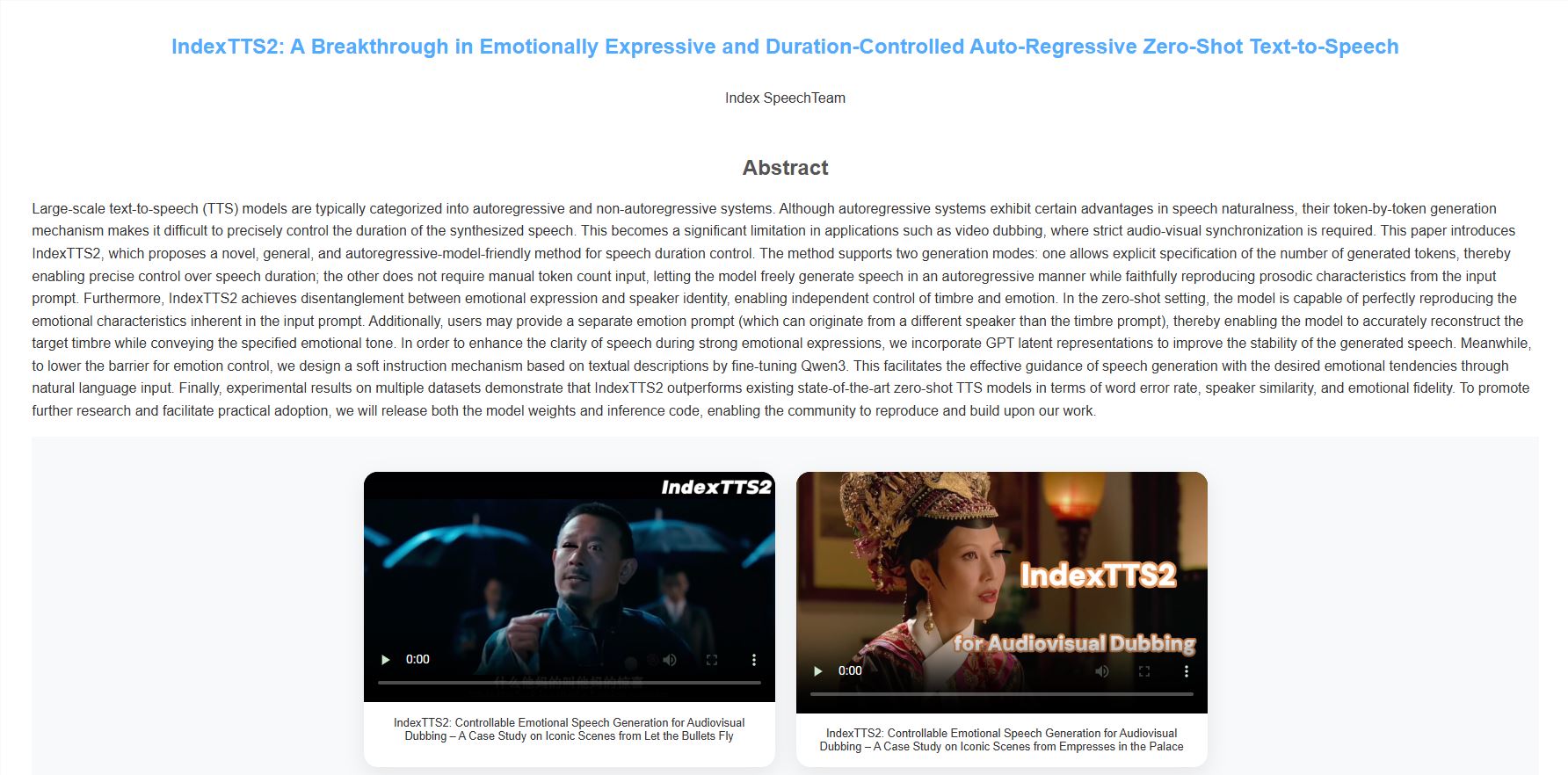 IndexTTS2:AI驱动影视配音技术的重大突破