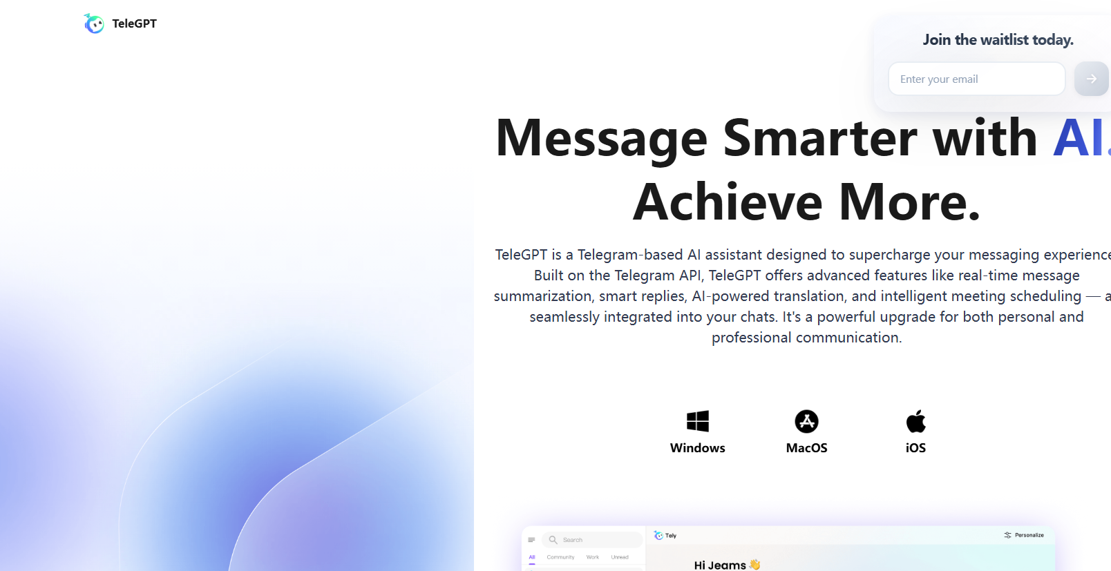 Tely AI：Telegram人工智能助手
