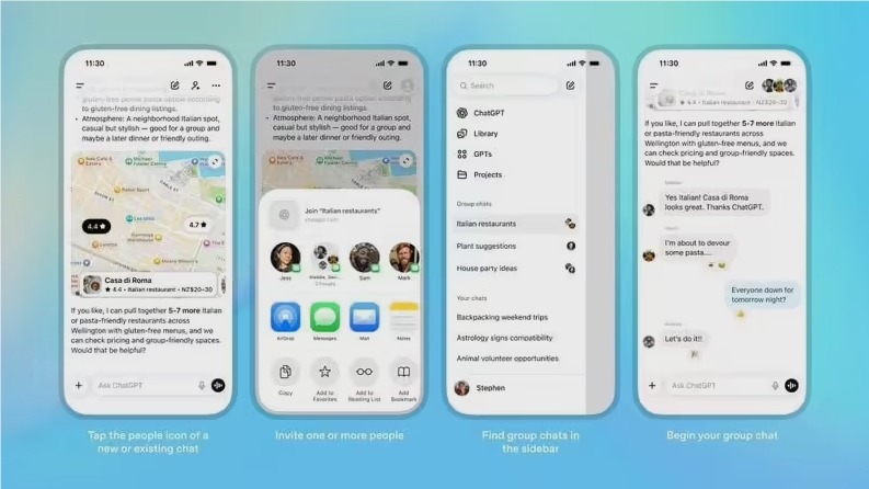 ChatGPT rolls out group chats: Collaborate with up to 20 people and AI assistants