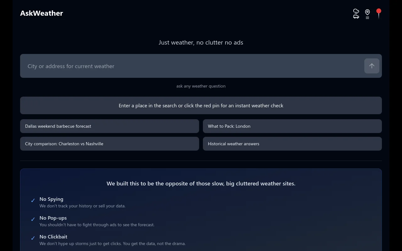 AskWeather：您纯净无广告的天气伴侣