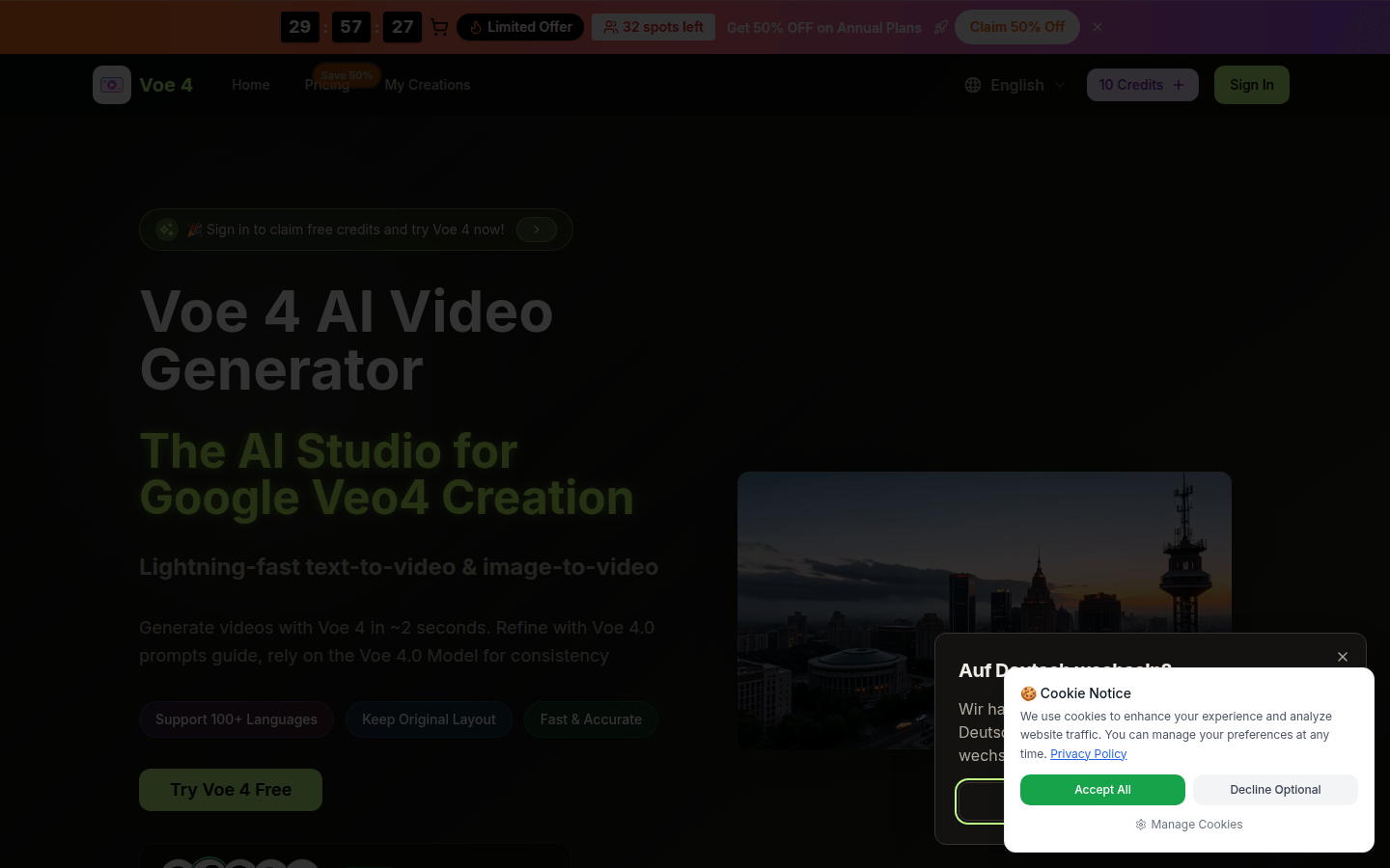 Voe 4 AI：指尖上的闪电级视频创作工具