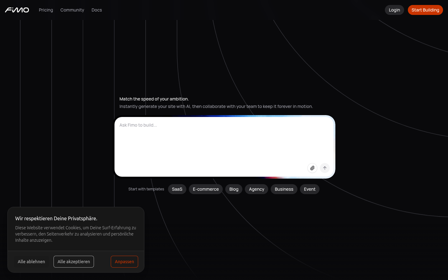 Fimo: AI-Powered Website Builder for Dynamic Teams