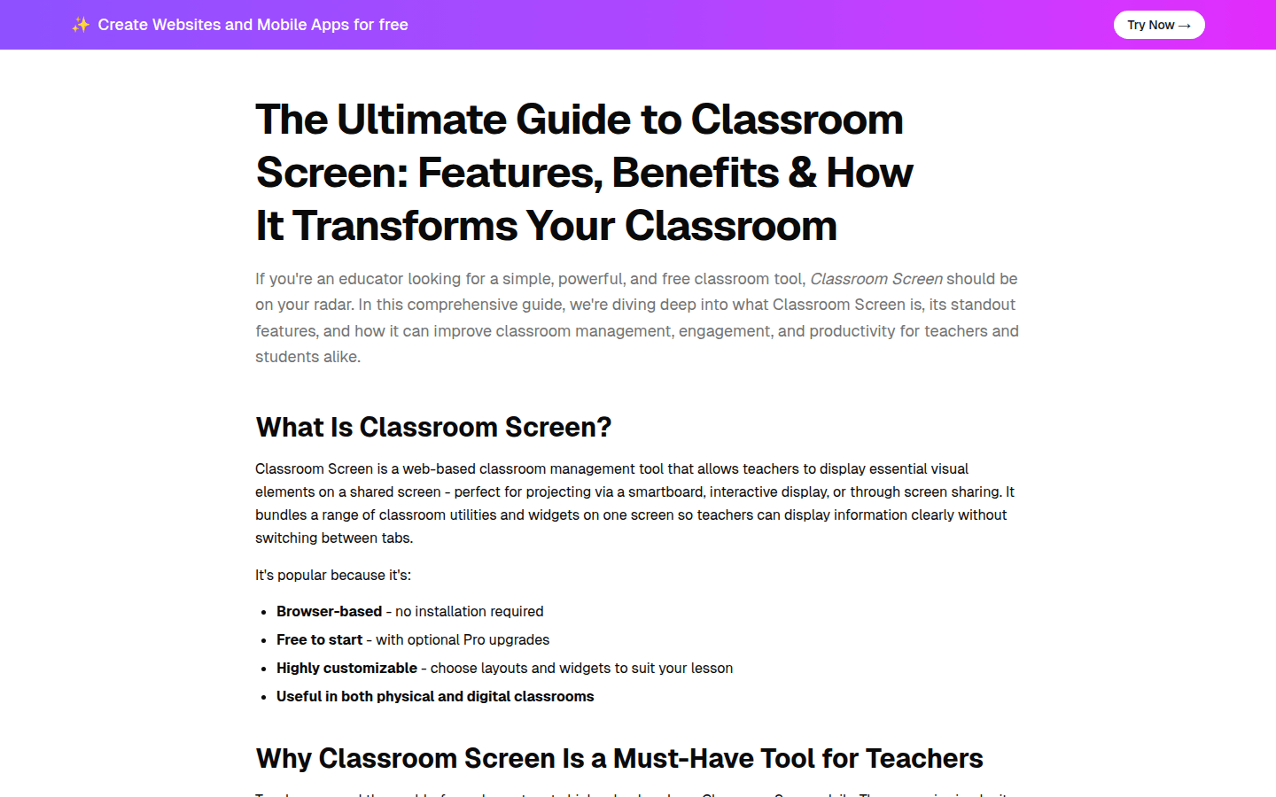 Classroom Screen: Your Digital Teaching Assistant