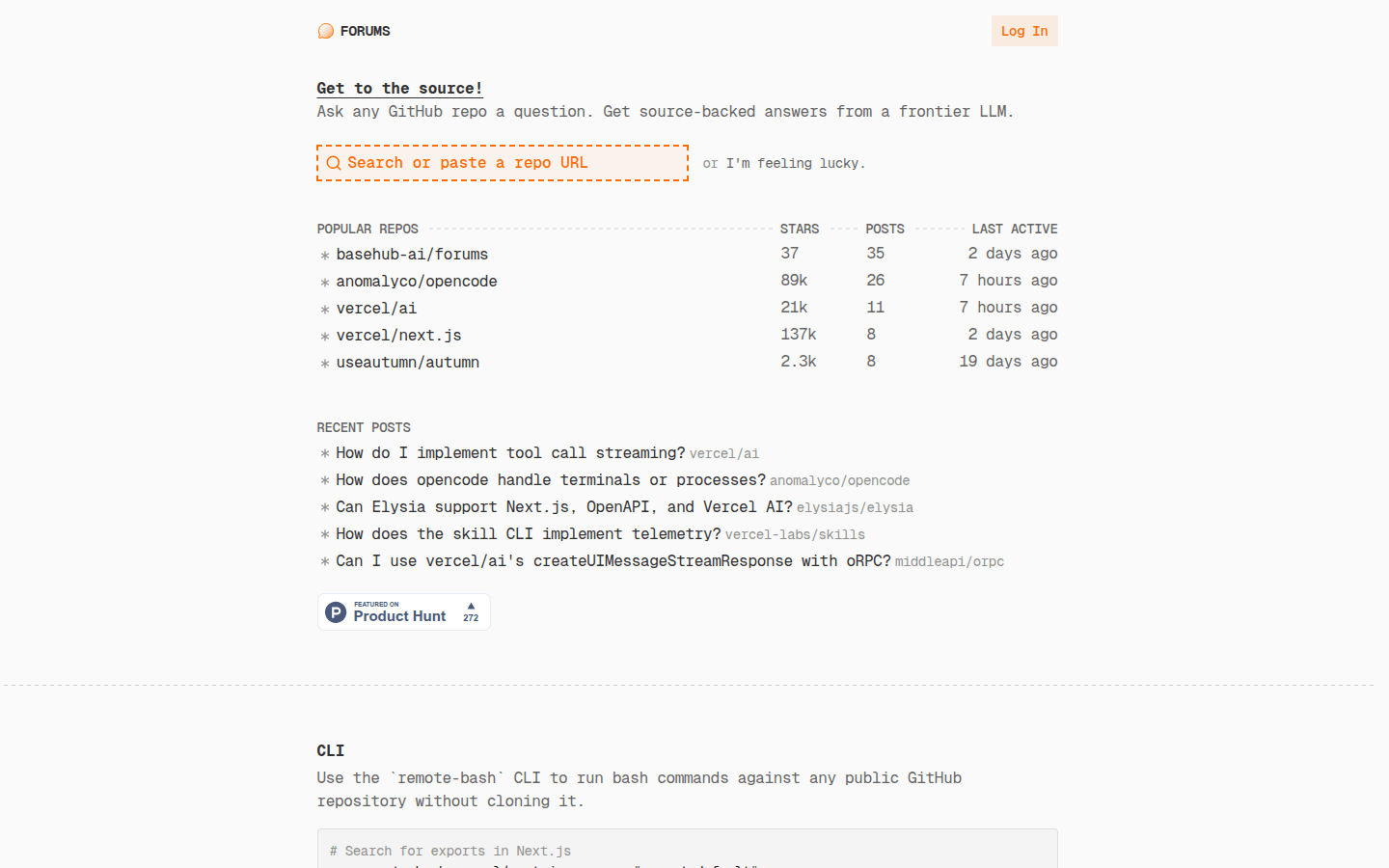 BaseHub Forums：面向开发者的AI驱动代码洞察平台