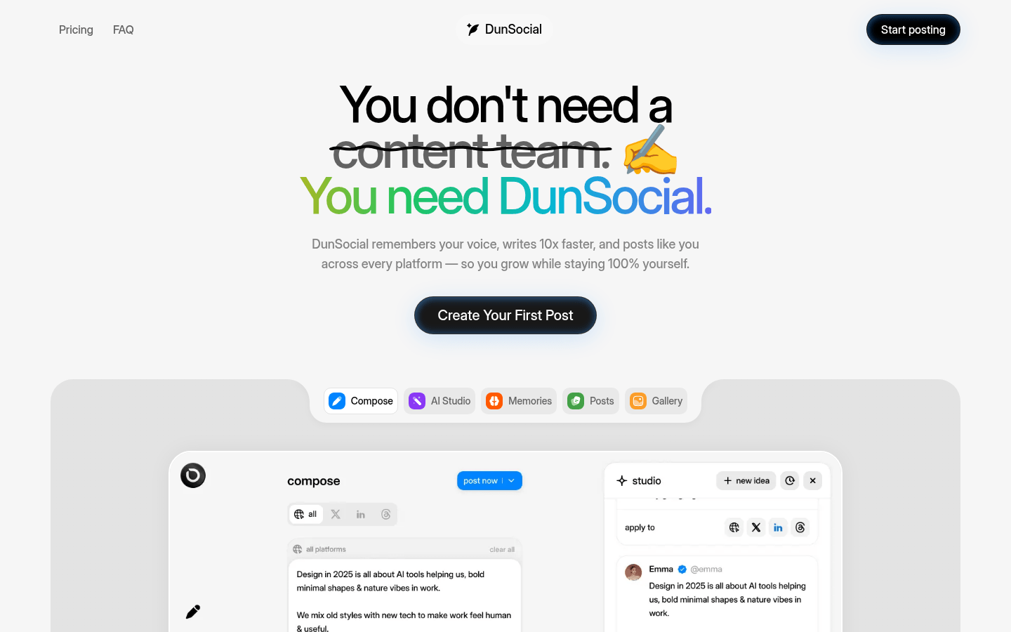 DunSocial：您的AI驱动社交媒体助手