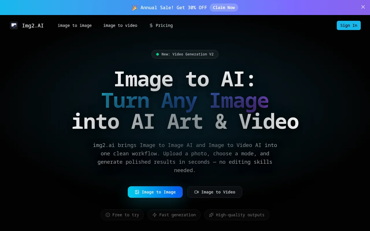 Img2.AI：打造惊艳视觉效果的创意伙伴