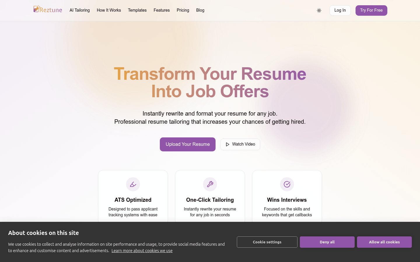Reztune:AI驱动的简历焕新工具