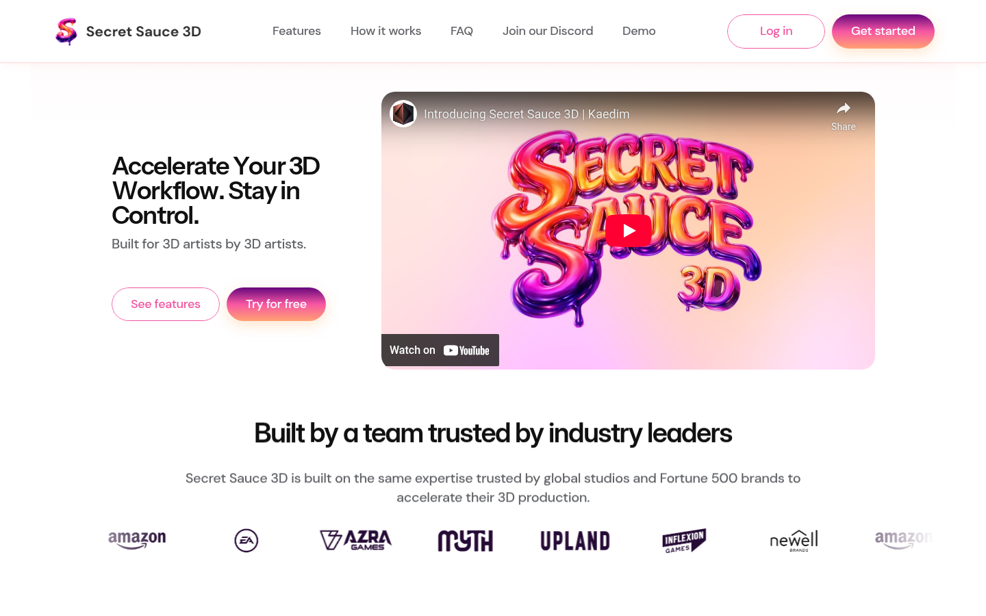 Secret Sauce 3D：专业3D艺术家的游戏规则改变者