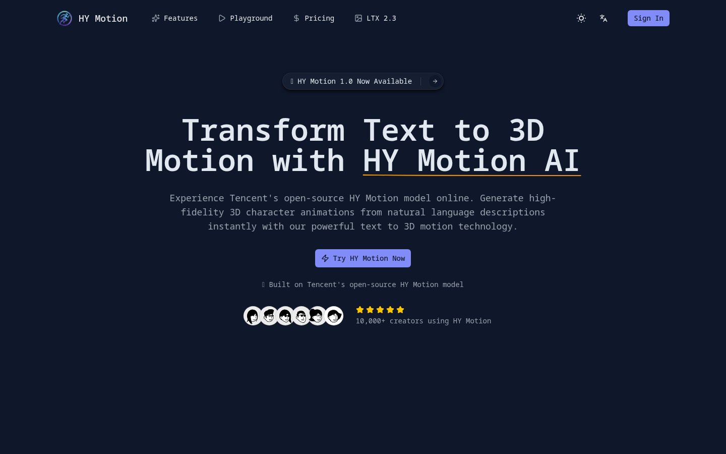 HY Motion: Transform Text into Lifelike 3D Animations