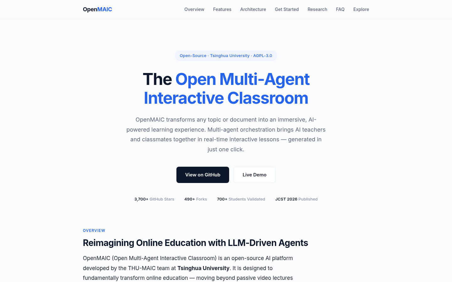 OpenMAIC：AI驱动的互动学习平台