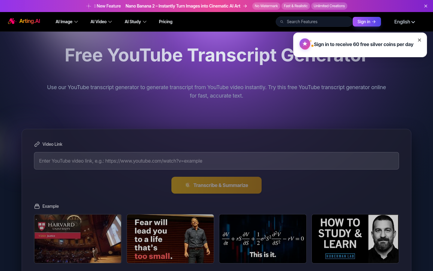 Arting AI：轻松将YouTube视频转换为可搜索文本