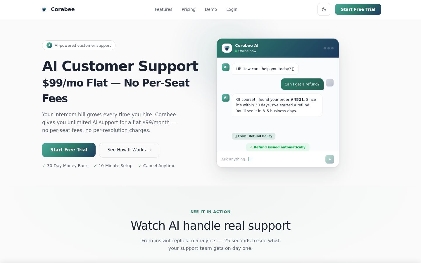 Corebee:您的人工智能客户支持助手