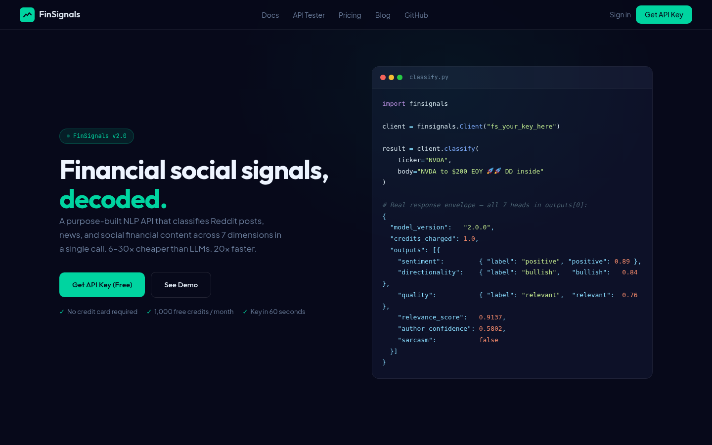 FinSignals: Smart Financial Sentiment Analysis API