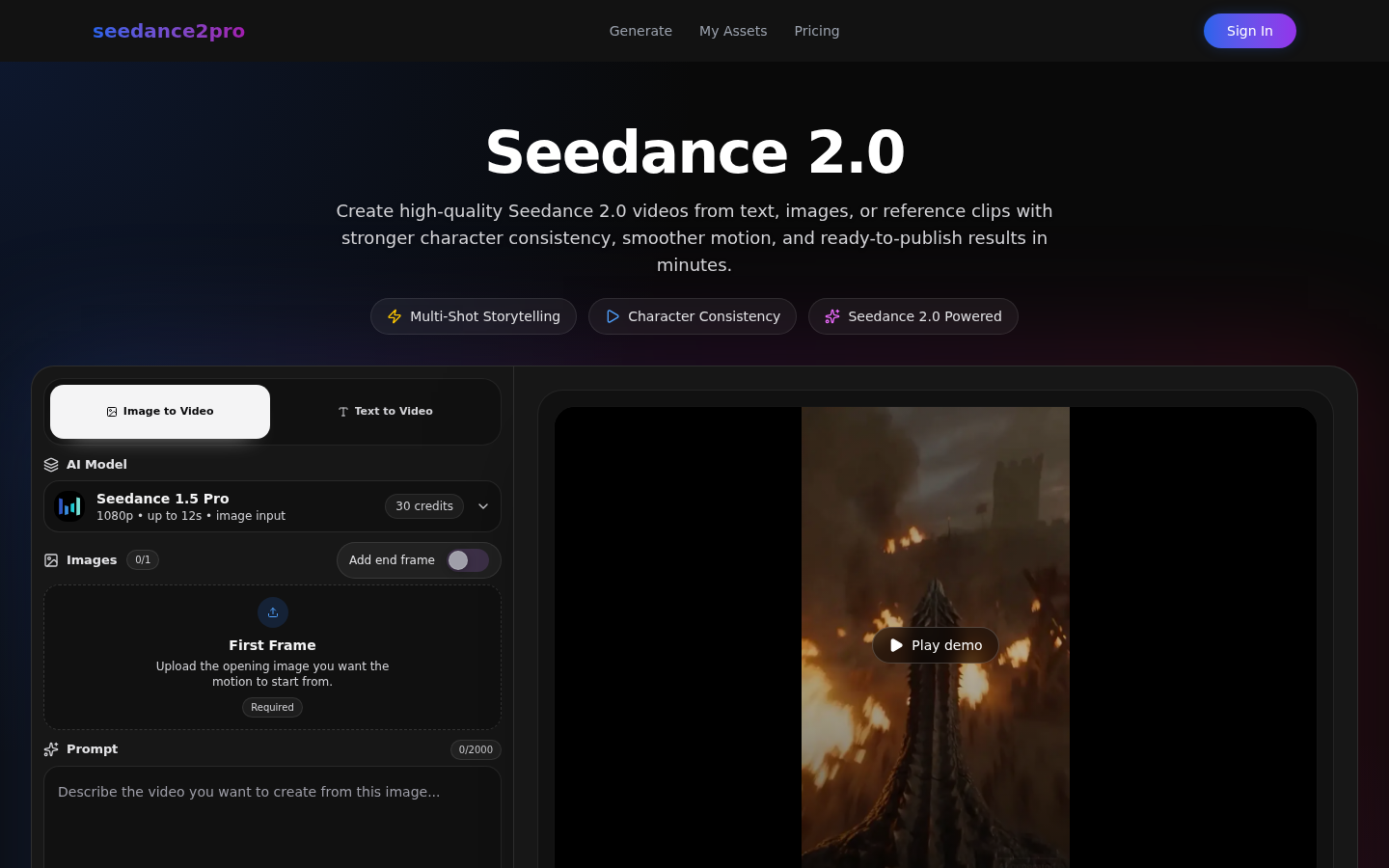 Seedance 2.0 Pro:您的AI驱动视频创作工作室