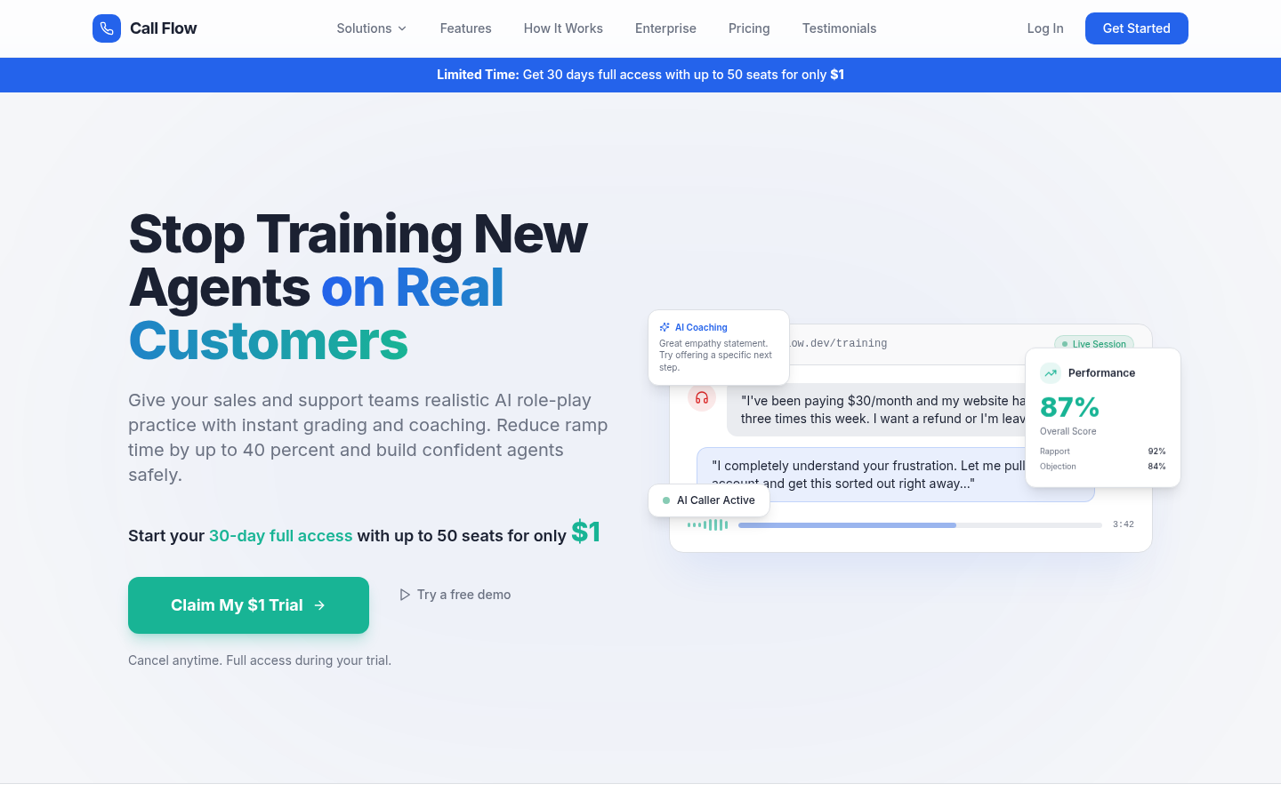 Call Flow: AI-Powered Sales and Support Training That Feels Real