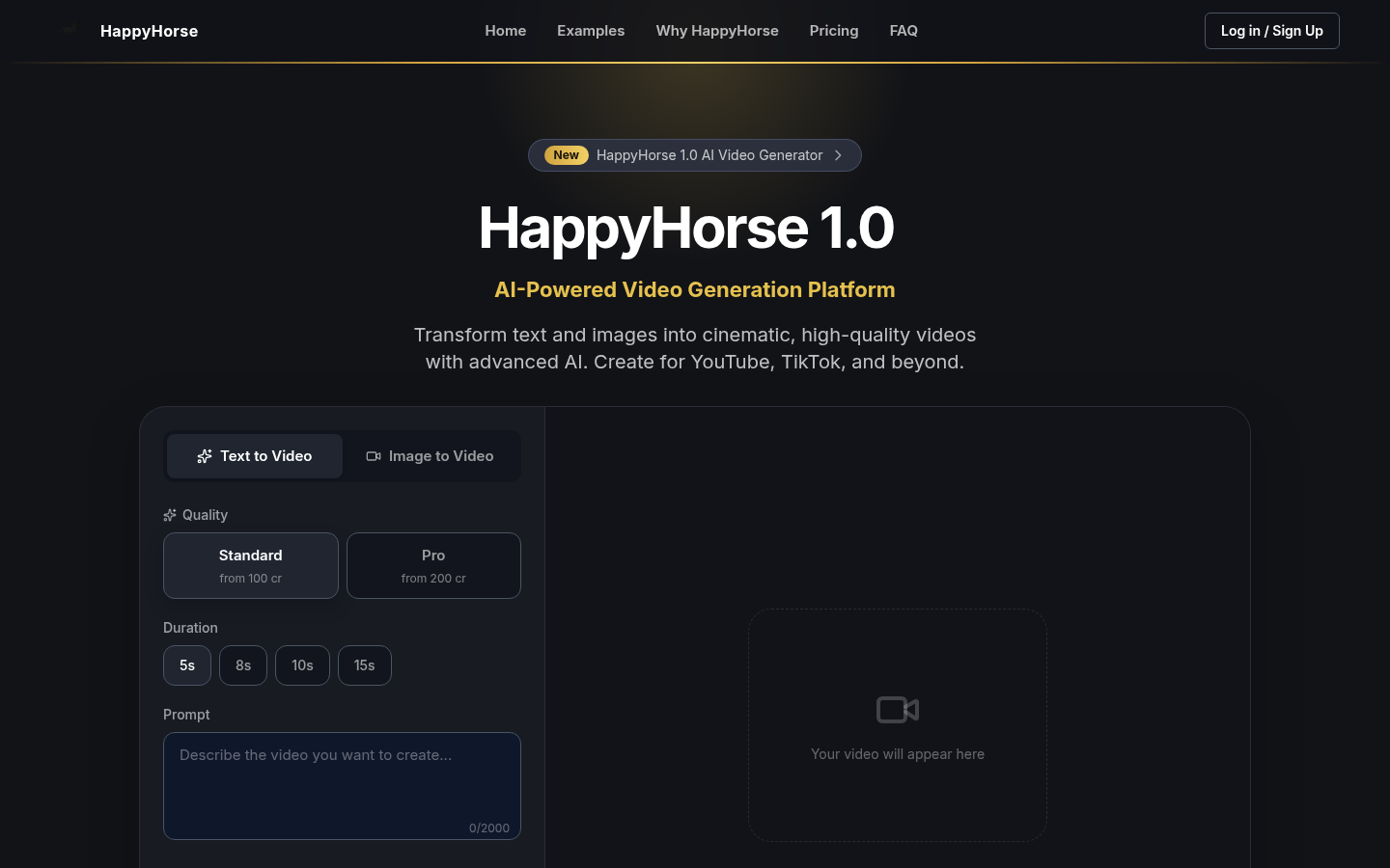 Happy Horses AI:用 AI 视频魔法让文字与图片活起来