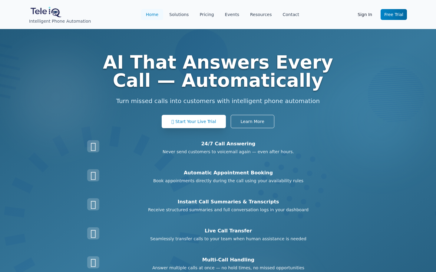 TeleIQ: Your 24/7 AI-Powered Phone Assistant