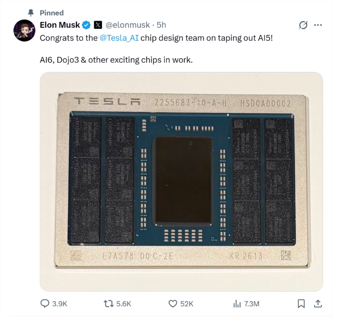 Tesla's AI5 Chip Hits Major Milestone with Musk's Hands-On Oversight