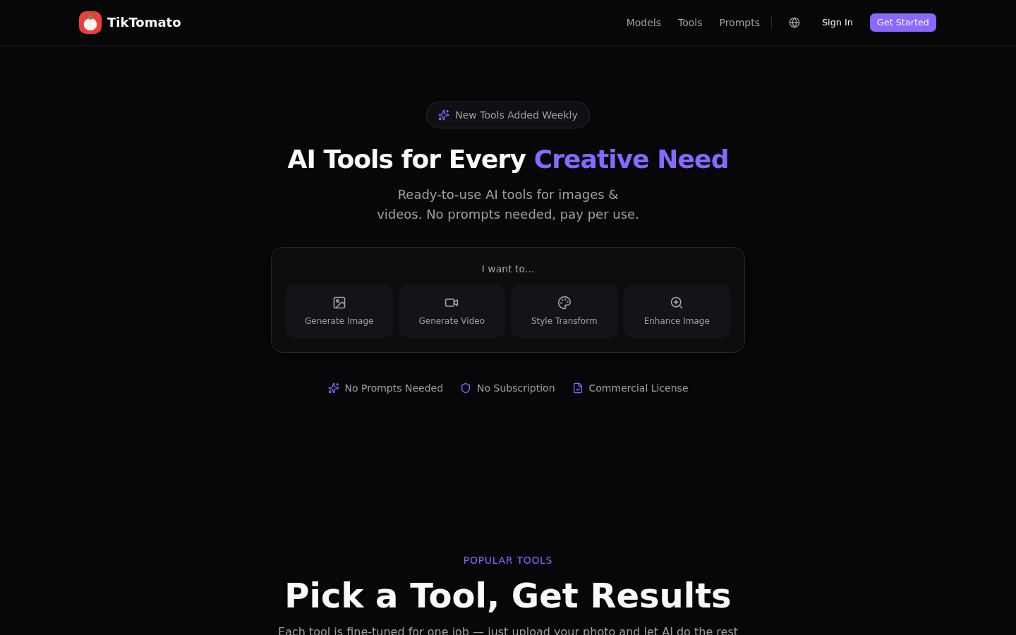 TikTomato: Your Creative Playground with AI-Powered Images & Videos