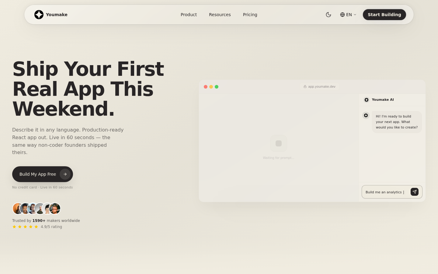 Youmake: Build Apps Like Chatting with a Friend